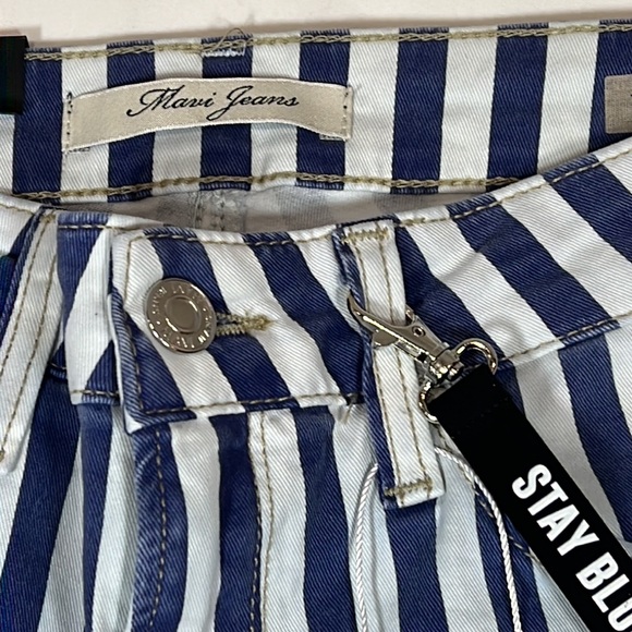NWT Mavi “Tess” High Rise Skinny Navy Striped Jeans Size 27 - Picture 4 of 9